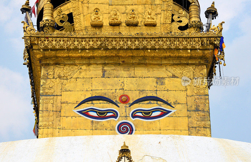 Swayambhu maachhaitya -佛塔顶上的佛眼，加德满都，尼泊尔